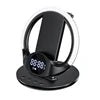 5 in 1 Digital Alarm Clock with 15w Fast Wireless Charging Led Night Light Desk Wireless Charge Alarm Clock with Phone Charger