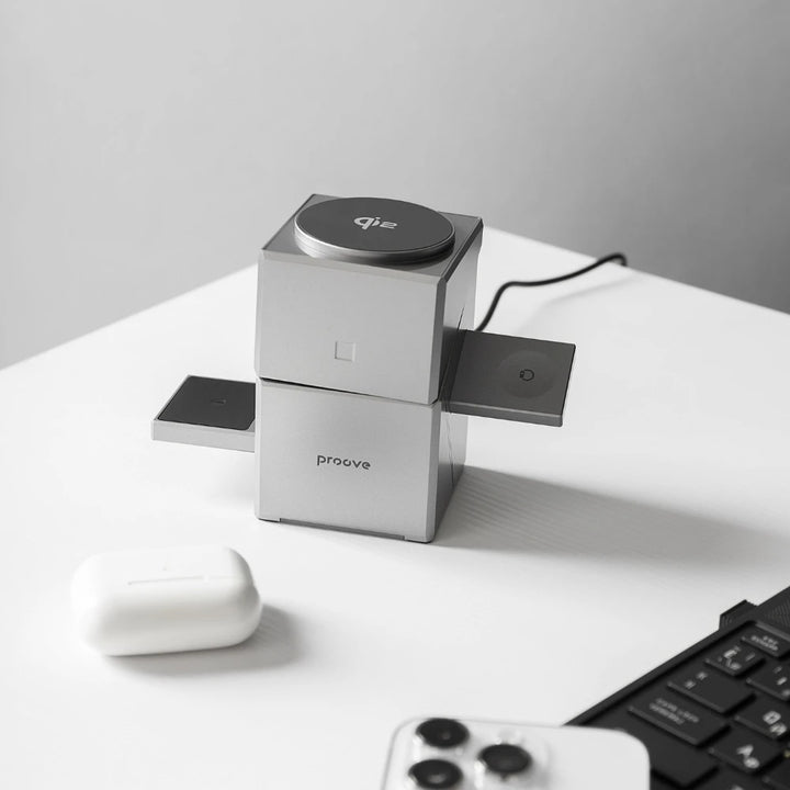 Qi2 3-in-1 Wireless Charger with Auto-Rotating Dock for IPhone 16/15/14 Pro Max, AirPods, and IWatch Fast Charging