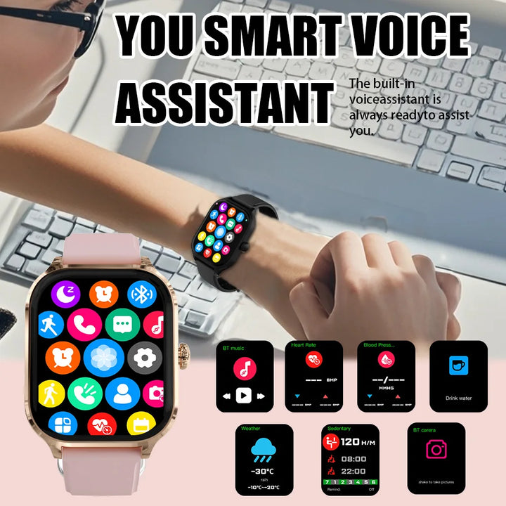 LAXASFIT New Smart Watch Bluetooth Talk Tracking Heart Rate Sleep Monitor Bluetooth Smart Watch Gifts for Men and Women