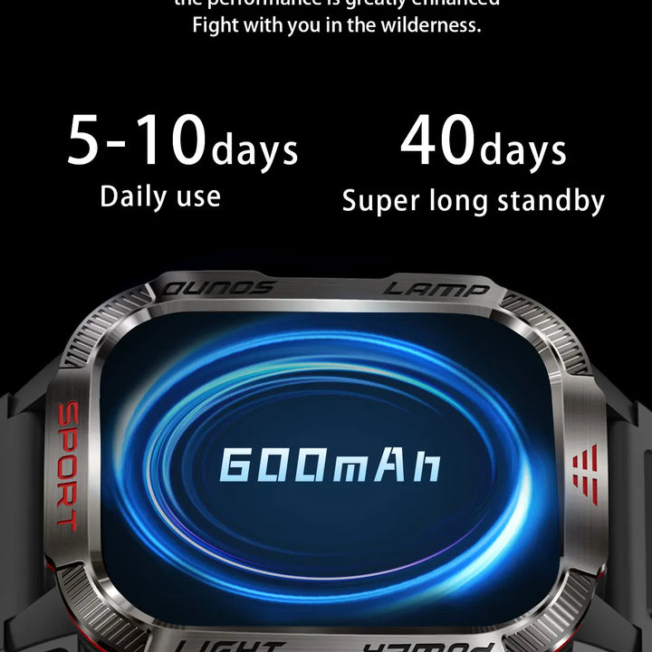 MISIRUN Smart Watch Men LED Flashlight Compass Altitude Air Pressure 100+ Sport Mode Fitness Tracker Outdoor Military Smartwatch